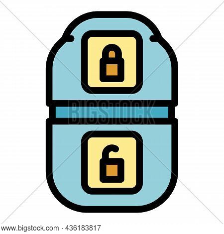 Control Car Keyless Icon. Outline Control Car Keyless Vector Icon Color Flat Isolated