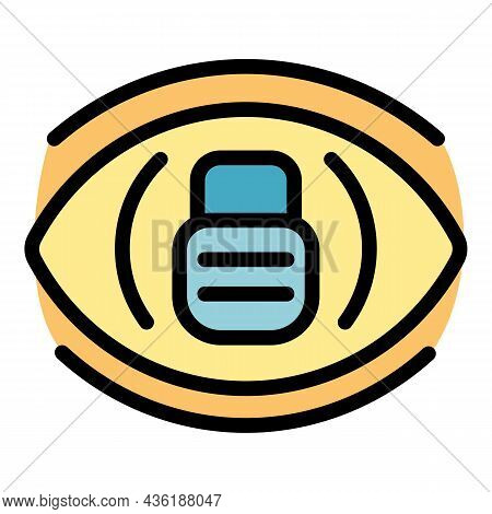 Eye Lock Icon. Outline Eye Lock Vector Icon Color Flat Isolated