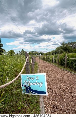 Chicago, Il - June 23rd, 2020: The Chicago Park District Posted Signs Along The Re-opened Lakefront 