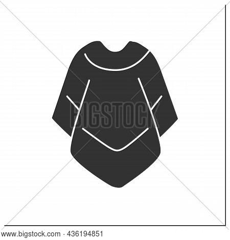 Fashion Glyph Icon. Mucho Poncho For Cold Weather. Outerwear. Fashionable Warm Cloth.shopping.clothe