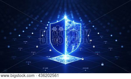 Data Protection Is A Concept In Cybersecurity And Privacy Technologies. There Is A Shield In The Mid