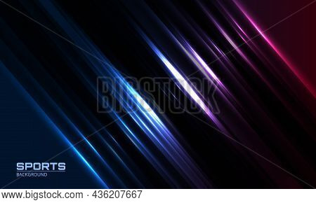 Modern Abstract Sports Background With Geometric Neon Lines. Dynamic Colourful Layout Or Cover For S