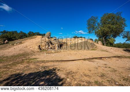 Dolmen Of Lacara, Funeral Chamber. Ancient Megalithic Building Near La Nava De Santiago, Extremadura