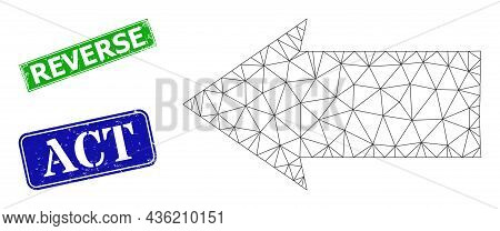 Mesh Left Direction Image, And Reverse Blue And Green Rectangular Corroded Seal Prints. Polygonal Ca