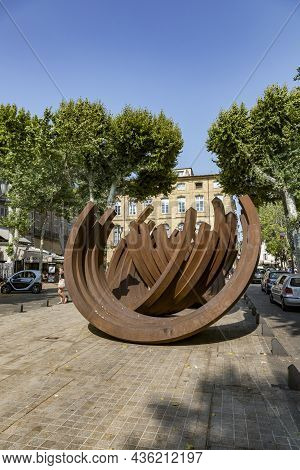 Aix En Provence, France - July 8, 2015: Modern Street Art By French Conceptual Artist Bernar Venet A