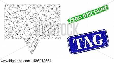 Polygonal Banner Image, And Zero Discount Blue And Green Rectangle Dirty Watermarks. Polygonal Carca