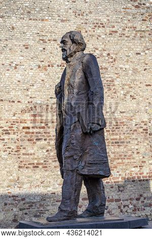 Trier, Germany - November 7, 2020: Statue Of Philosopher Karl Marx And Kommunist Founder In Trier In