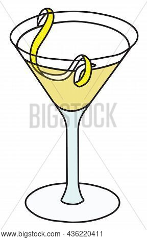 Gibson Martini Variation Cocktail In Specific Glass. Gin And Scotch Whiskey Based Drink Garnished Wi