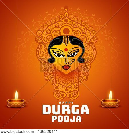 Religious Durga Pooja Festival Card Vector Design Illustration