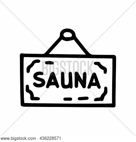 Sauna Signboard Line Vector Doodle Simple Icon