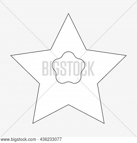Star Icon With Flower Silhouette Inside. Line Design. Abstract Sign. Freehand Art. Vector Illustrati