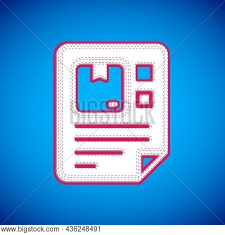 White Waybill Icon Isolated On Blue Background. Vector