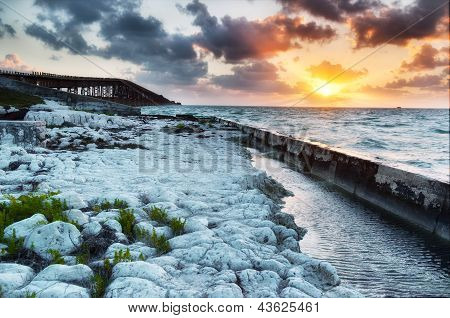 Old Bahia Honda Railroad Bridge At Sunrise