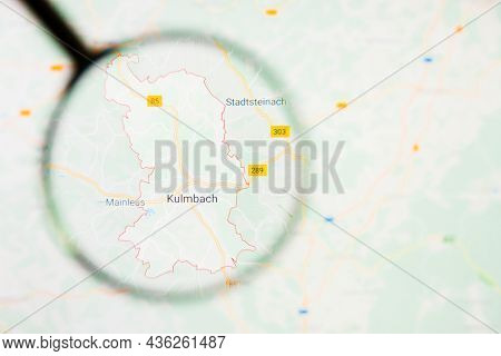 Kulmbach City In Germany, Bavaria Visualization Illustrative Concept On Display Screen Through Magni