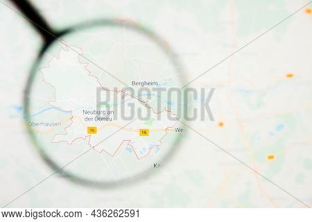 Neuburg An Der Donau City In Germany, Bavaria Visualization Illustrative Concept On Display Screen T