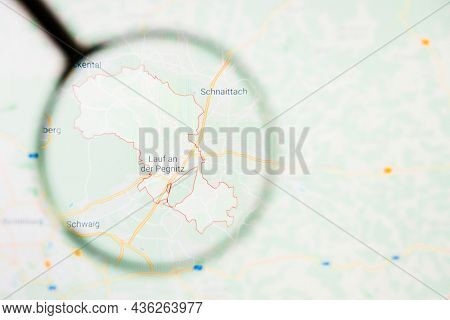Lauf An Der Pegnitz City In Germany, Bavaria Visualization Illustrative Concept On Display Screen Th