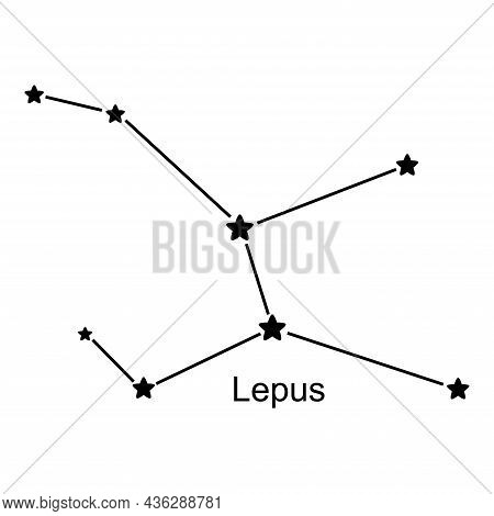 Constellation Lepus On White Background, Vector Illustration