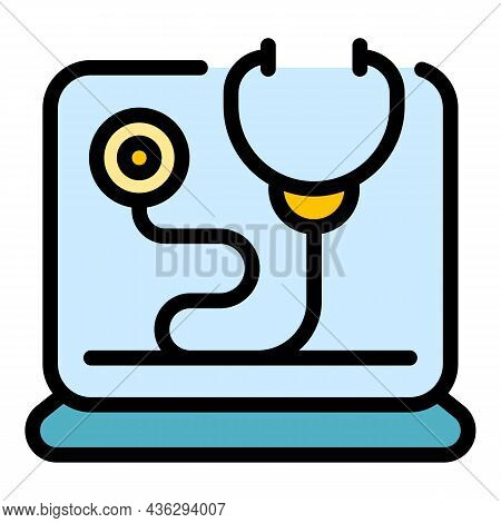 Online Medical Consultancy Icon. Outline Online Medical Consultancy Vector Icon Color Flat Isolated