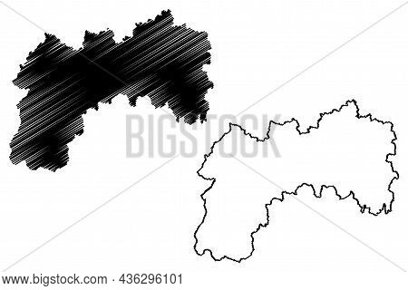Latehar District (jharkhand State, Republic Of India, Palamu Division) Map Vector Illustration, Scri