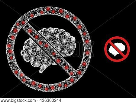 Glamour Mesh Vector Brainless With Glare Effect. White Mesh, Flash Spots On A Black Background With 