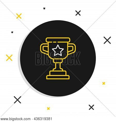Line Award Cup Icon Isolated On White Background. Winner Trophy Symbol. Championship Or Competition 