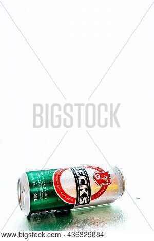 Can Of Beck`s Or Becks Beer In Bucharest, Romania, 2021