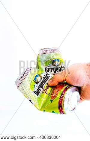 Can Of Bergenbier Fresh Beer. Bucharest, Romania, 2021