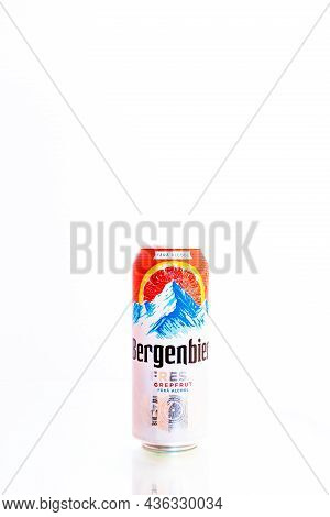 Bergenbier Beer Isolated On White. Illustrative Editorial Photo Shot In Bucharest, Romania, 2021