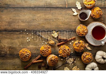 Pumpkin Muffins With Oat And Brown Sugar Crumble