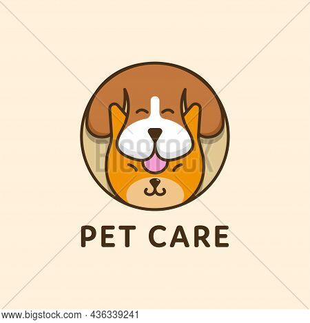 Cat And Dog Pet Circular Combination Logo. Pet Shop Logo Design Stock Illustrations. Dog Cat Logo. A