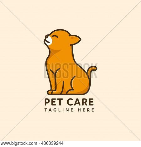 Pet Logo Sitting Cat Vector Flat Style Design. Pet Shop Logo Design Stock Illustrations. Dog Cat Log