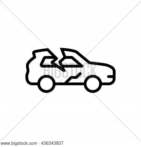 Black Line Icon For Crack Car Rift Split Fissure Accident Break Rupture Damage