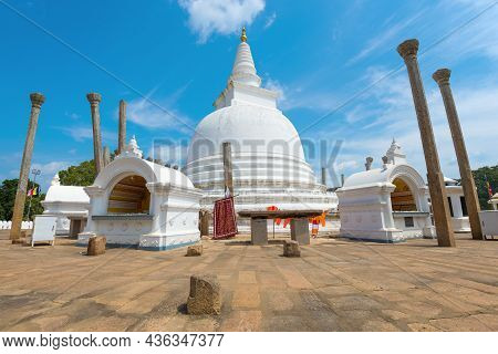 Anuradhapura, Sri Lanka - February 06, 2020: At The Ancient Thuparama Dagaba Thuparam On A Sunny Day