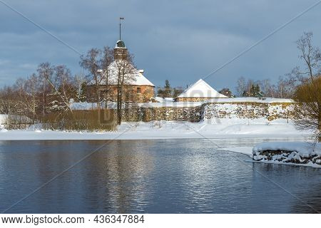 February Cloudy Day At The Ancient Fortress Korela. Priozersk, Russia