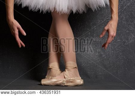 Feet In Ballet Flats Performing Ballerina Traditional Dance