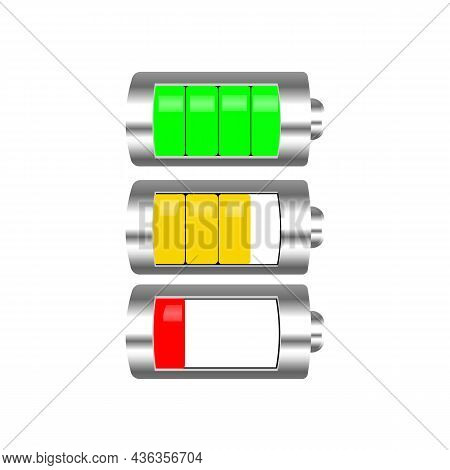Abstract Charging Battery With Charge Levels On A White Background