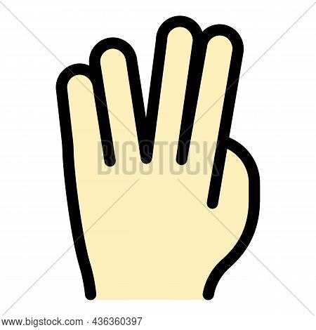 Hand Gesture Fingers Icon. Outline Hand Gesture Fingers Vector Icon Color Flat Isolated