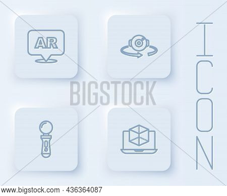 Set Line Augmented Reality Ar, 360 Degree View, Vr Controller Game And 3d Modeling. White Square But