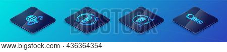 Set Isometric Line Virtual Reality, 3d Modeling, Vr Controller Game And 360 Degree View Icon. Vector