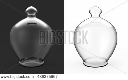 Money Bank Gullak Transparent White And Black 3d Illustration, 3d Rendering,