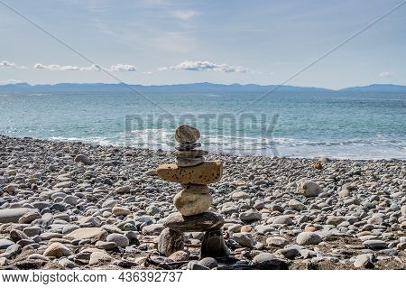 Inukshuk At Sombrio Beach, Port Renfrew, British Columbia, Canada