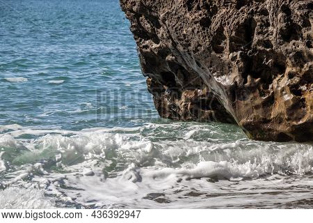 Waves Splashing On Rock Formation On The Coast Of Sombrio Beach, Port Renfrew, British Columbia, Can