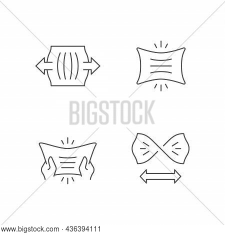 Set Line Icons Of Fabric Stretching Isolated On White