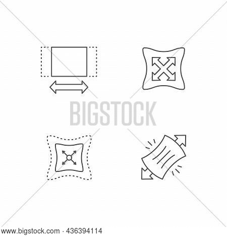 Set Line Icons Of Fabric Stretching Isolated On White