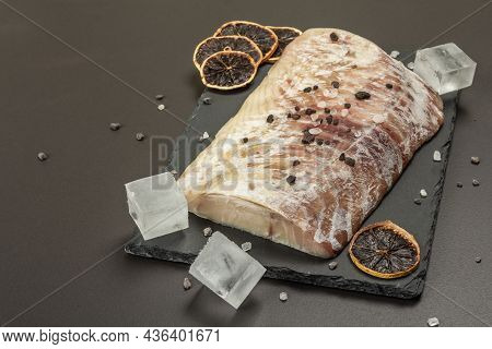 Raw Pollock (pollachius Virens) Fillet. Frozen Fish For Healthy Food Lifestyle