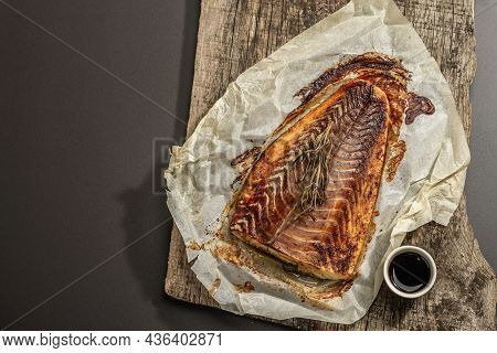 Baked Pollock (pollachius Virens) Fillet. Fish With Teriyaki Sauce For Healthy Food Lifestyle