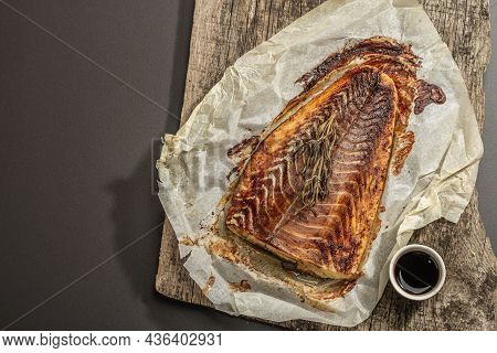 Baked Pollock (pollachius Virens) Fillet. Fish With Teriyaki Sauce For Healthy Food Lifestyle