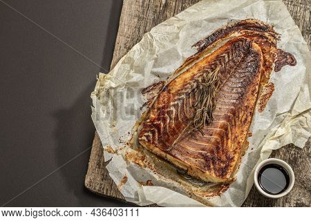 Baked Pollock (pollachius Virens) Fillet. Fish With Teriyaki Sauce For Healthy Food Lifestyle