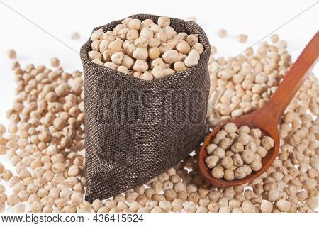 Cicer Arietinum - Raw Grains Of Chickpea; Legume With Important Culinary And Nutritional Qualities