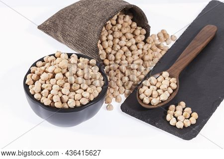 Cicer Arietinum - Raw Grains Of Chickpea; Legume With Important Culinary And Nutritional Qualities